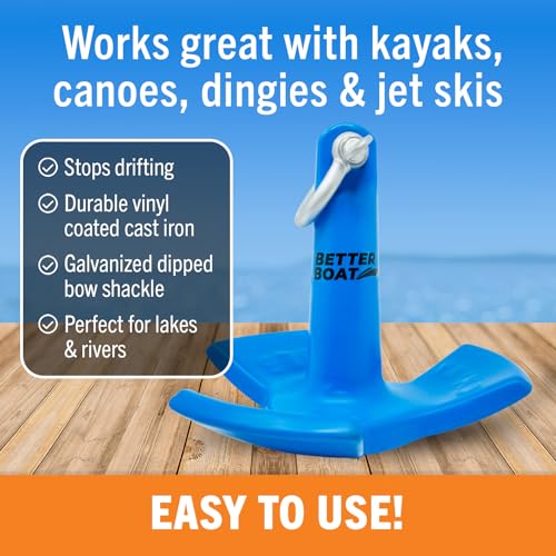 Better Boat 8 lb Vinyl-Coated River Anchor for Kayaks Canoes Dinghies & Jet Skis - Small Boat Use