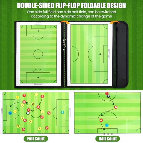 Foldable Soccer Coaching Board with Magnetic Markers - Portable Tactics Board for Training