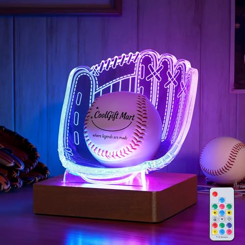 Light Up Baseball Glove Display Stand | Acrylic LED Night Lamp