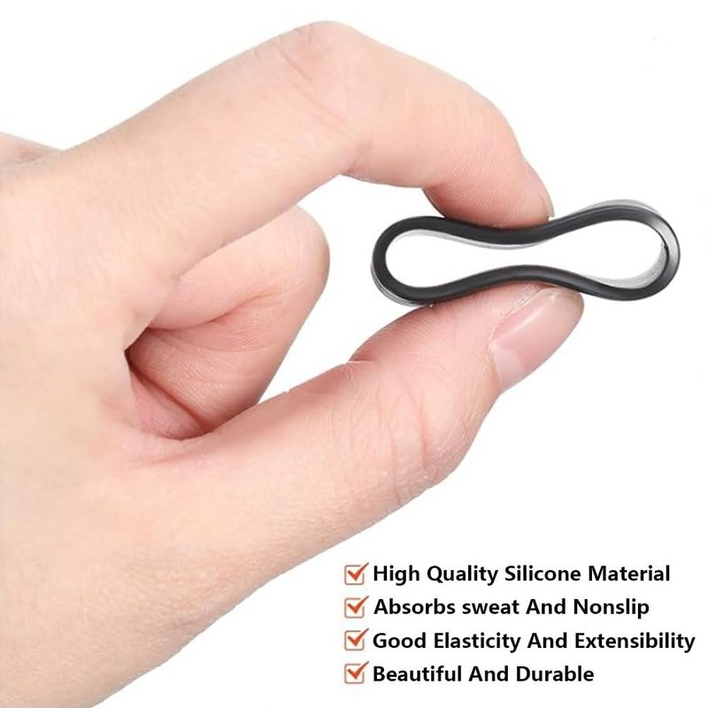 spintenis Tennis Racket Grip Band Rubber Ring Racket Grip Bands-Silicone Band Soft Non-Slip Racket Handle Rubber Ring 5PCS Black