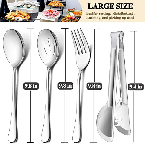 LIANYU Silver 12-Piece Serving Utensils Set - Large Stainless Steel Spoons & Forks