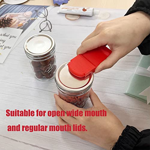 Canning Jar Opener - Easy Release Tool for Wide & Regular Lids, Red