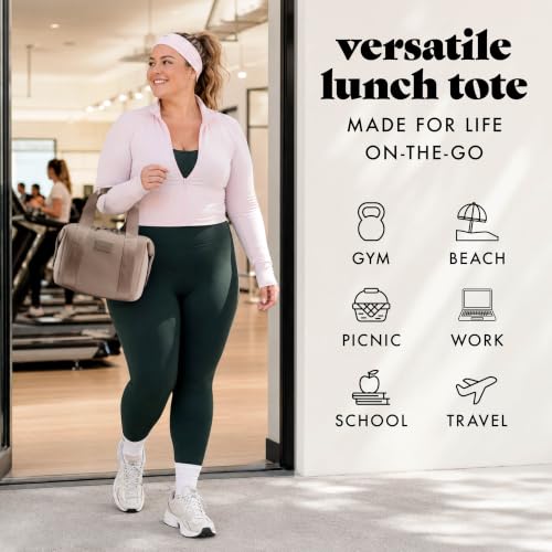 Fit & Fresh Remi Neoprene Lunch Bag for Women - Taupe, Includes Ice Pack & Containers