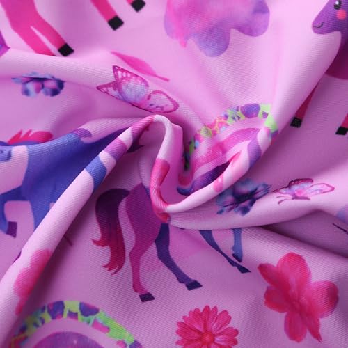 Girls 7-8 Years Purple Unicorn Long Sleeve Swimsuit with Rash Guard - Kids One Piece Swimwear