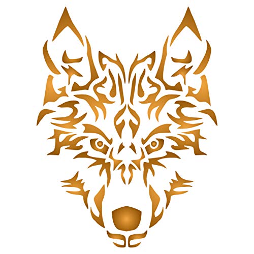 Wolf Stencil, 4.5 x 6 inch - Halloween Animal Canine Artic Wolf Head