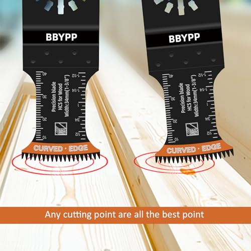 6pcs Curved Japanese Tooth Oscillating Saw Blades set, Standard & Extra-Long Reach Set, Curved Edge Oscillating Multitool Blades Clean Cut for Wood, Plastic