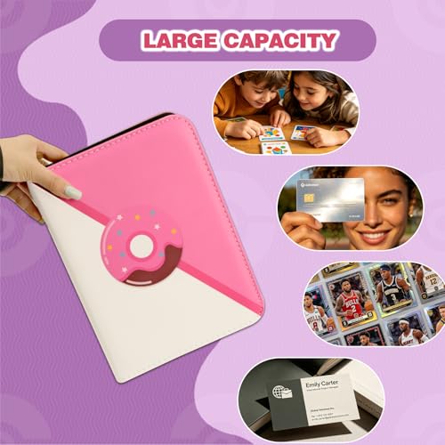 Pink Card Binder for Girls - 4 Pocket Card Holder, Zipper, 400 Cards