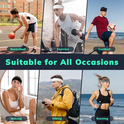 Moisture-Wicking Sweatbands - 3 Pack Terry Cloth Headbands