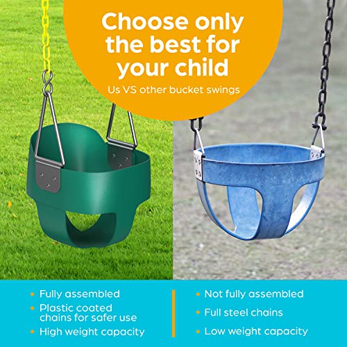Heavy Duty Baby Swing - High Back Full Bucket Seat - Green