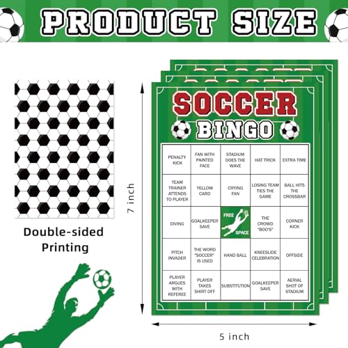 World Cup Bingo Game Set - 24 Unique Cards & 12 Markers - Soccer Theme