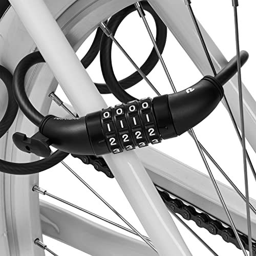 Cable Bike Lock - 12mm Integrated Combo Lock, Matte Black