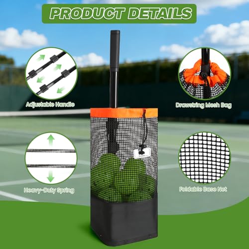 Tennis Ball Hopper & Pickleball Picker Upper - 60 Ball Capacity