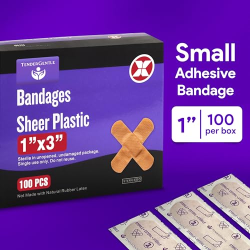 Adhesive Bandages - Box of 100 Flexible Sheer Plastic Bandages