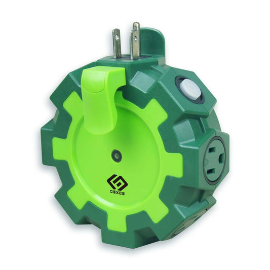 OSKOS Outdoor Outlet Extender, Heavy Duty 6 Outlet Power Adapter with Swivel Safety Covers, Resettable 15A Circuit Breaker, Power Indicator, for Outdoor lights, Holiday decorations Workshop. UL listed