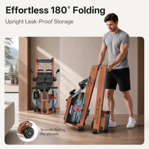 Foldable Water Rowing Machine for Home - Brown, 400LBS Capacity