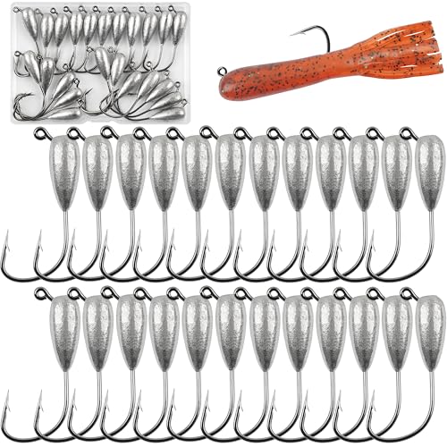 Fishing Jig Head Hooks - 12/24pcs Water Drop Weighted Jigs