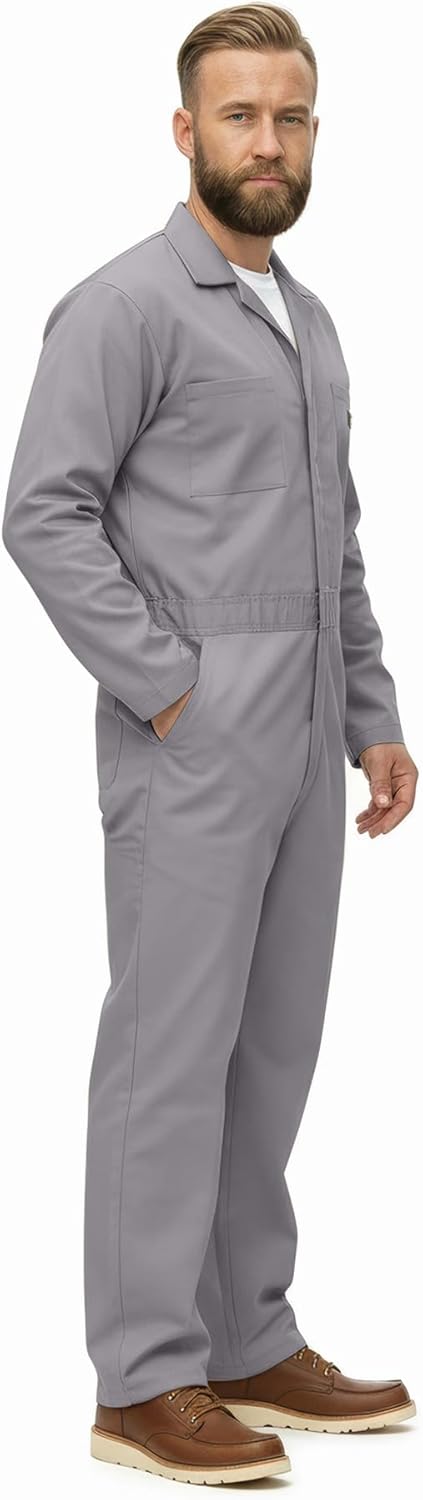 Natural Uniforms Men's Long Sleeve Zip-Up Twill Coverall - Stain & Wrinkle Resistant