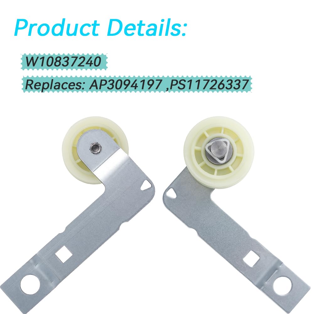 Dyer Idler Pulley for Maytag Bravos MEDB835DW4, Whirlpool Cabrio WED8000DW4, WED7500GC0, WED8500DC4 W10837240 Replacement.