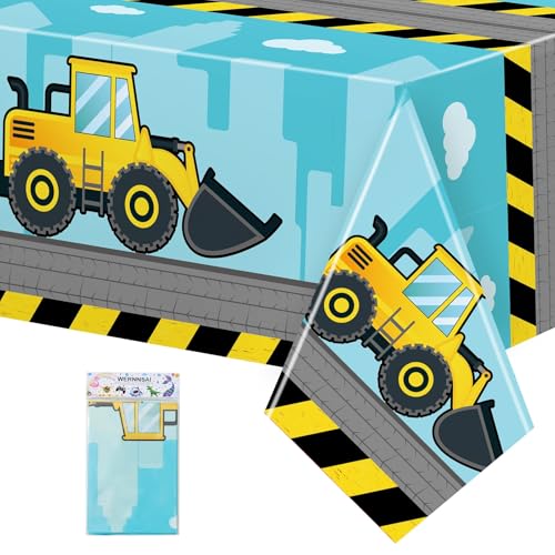Construction Theme Tablecloth - 108" x 54" Dump Truck Party Cover - 1 Pack