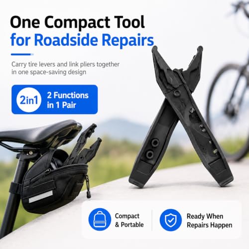 2-in-1 Bike Tire Levers and Master Link Pliers for Roadside Repairs