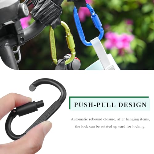 2PCS Heavy Duty Scooter Handlebar Hook - Adjustable Carabiner for Helmet - Black