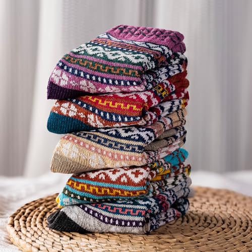 Warm Wool Socks - 5 Pairs Thick Winter Socks for Women