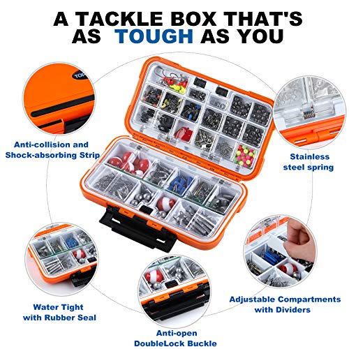 343pcs Fishing Accessories Kit with Tackle Box - Includes Hooks, Sinkers, Weights & More