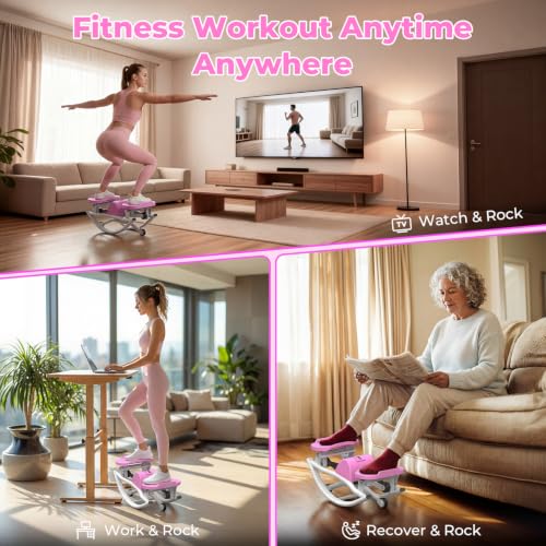 3D Rocking Stepper with Resistance Bands - Pink Mini Stepper
