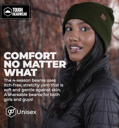 Stretch-Fit Insulated Beanie Hat for Men & Women - Black, One Size