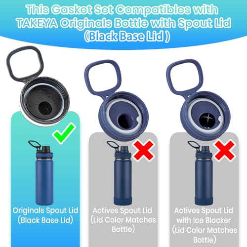 Replacement Silicone Gaskets for Spout Lid Water Bottles - 3 Set Pack