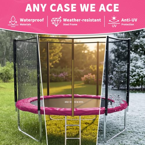 8FT Outdoor Trampoline for Kids - Hot Pink, ASTM Approved, 400LBS