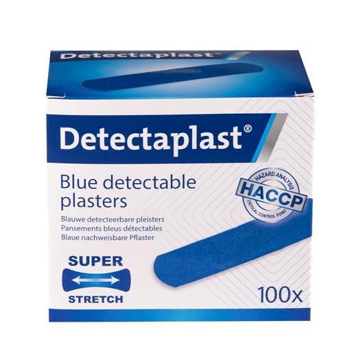 Detectaplast Blue Metal Detectable Flexible Bandaids - 50 pcs, First Aid for Food Handling