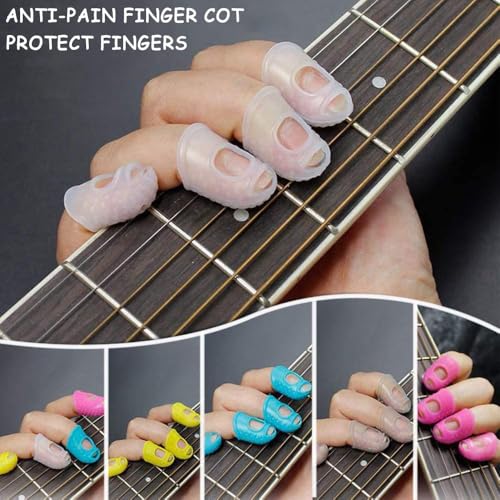 25-Pack Silicone Guitar Fingertip Protectors with Case - Breathable & Non-Slip