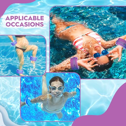 Foam Swim Aquatic Cuffs - 2 Pcs Water Aerobics Fitness Set - Purple