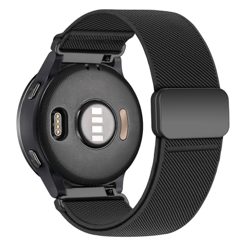 BXUXOHS 22mm Black Elastic Nylon Watch Band for Garmin Venu 4/3/2, Vivoactive 4, Galaxy Watch 3 - Variation 01-Black