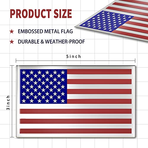 3D Embossed American Flag Car Stickers - 5" x 3" Classic 3 Pack