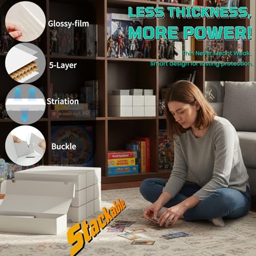 XRACV Laminated Trading Card Storage Box 15in Bulk with Dividers – 10 Pack