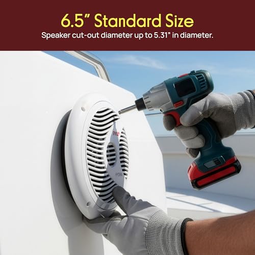Pyle 6.5 Inch Dual Marine Speakers 2-Way Waterproof Outdoor Audio System PLMR60W (White) - 150W, Polypropylene Cone