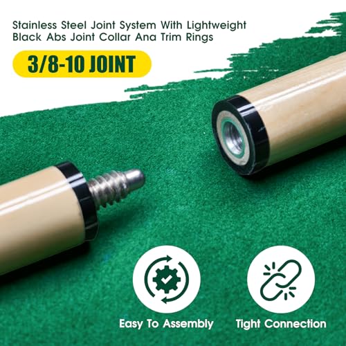 58" Pool Cue Sticks Set - 2-Piece, 17/18/20 oz, 13mm Tips