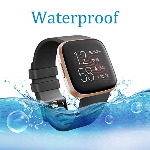 Fitbit Versa Bands - 2 Pack Soft Silicone Sport Strap - Black+Black