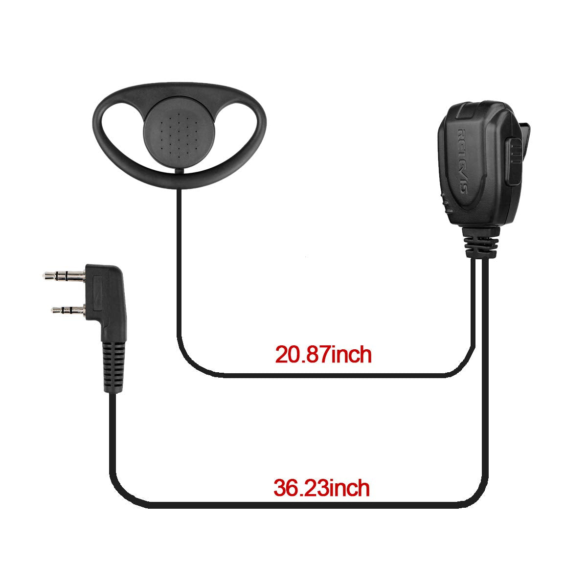 Retevis Walkie Talkie Earpiece with Mic, D Shape, Double Wire, 2 Pin, for RT22 RT68 RT21 H-777 RT86A, Compatible with Pxton, Baofeng BF-888S, Kenwood Walkie Talkie, Two Way Radio Headset(10 Pack)