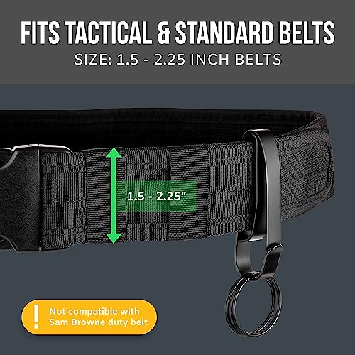 Tactical Key Ring Holder for Duty Belts - Black, Quick Release Clip