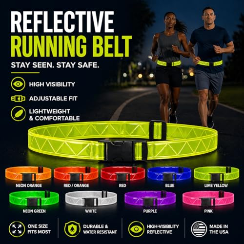 Reflective Running Belt - High Visibility Adjustable Belt - Purple
