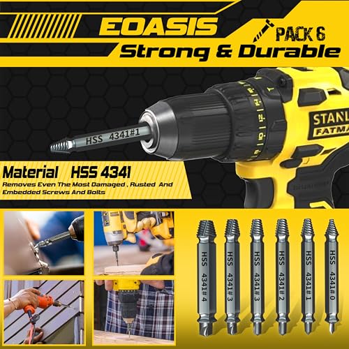 Gifts for Men ? Stripped Screw Extractor Set ? Father¡¯s Day Gifts from Wife, Daughter, & Son ? Easy Out Extractor Set for Nuts, Screws & Bolts ? Perfect Husband & Birthday Gifts (Silver (Pack of 6))