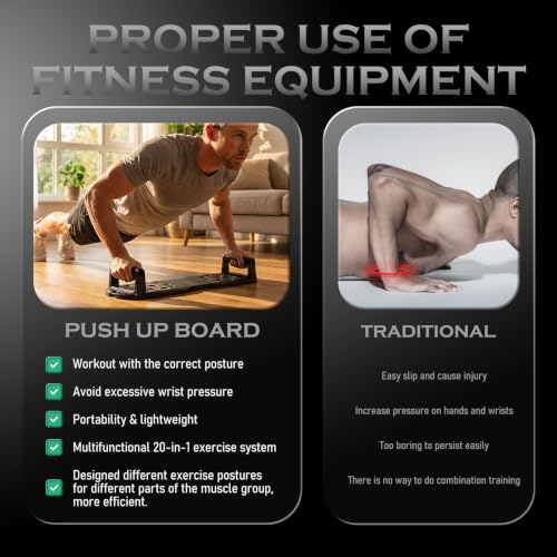 Push Up Board - Portable Foldable Exercise Equipment for Men - Black