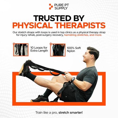 Non-Elastic Stretching Strap with 10 Loops for Flexibility Training