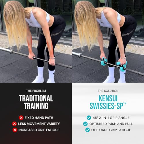 Kensui Swissies Pull Up Handles with 45° Angled Grip for Bars & Cables - Teal, Pair