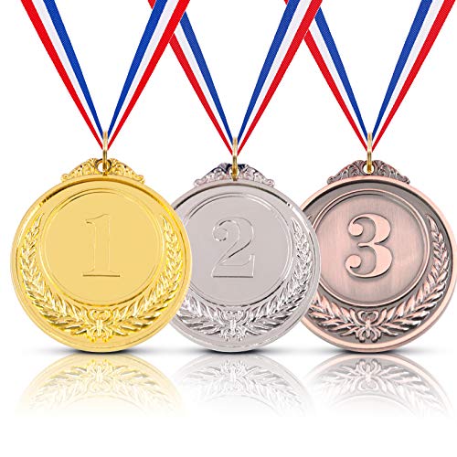 Gold, Silver, Bronze Award Medals with Ribbon - Ears of Wheat Logo, 3 PCS