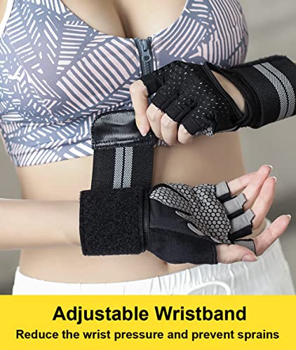 Weightlifting Gym Gloves - Breathable & Anti-Slip - Large/Black