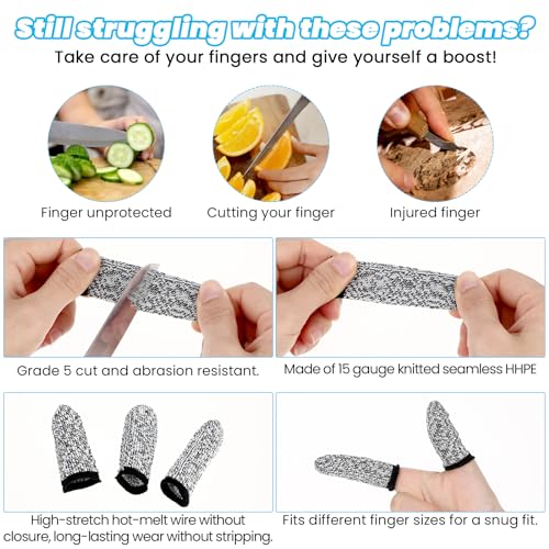 14 Pieces Cut-Resistant Finger Covers - Reusable Protective Sleeves